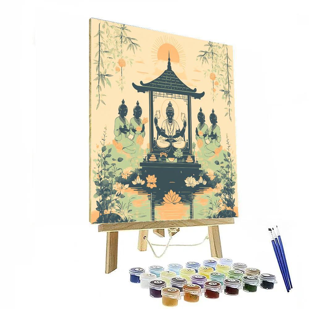 Brahma In The Dawn Garden Pavilion painting number kit