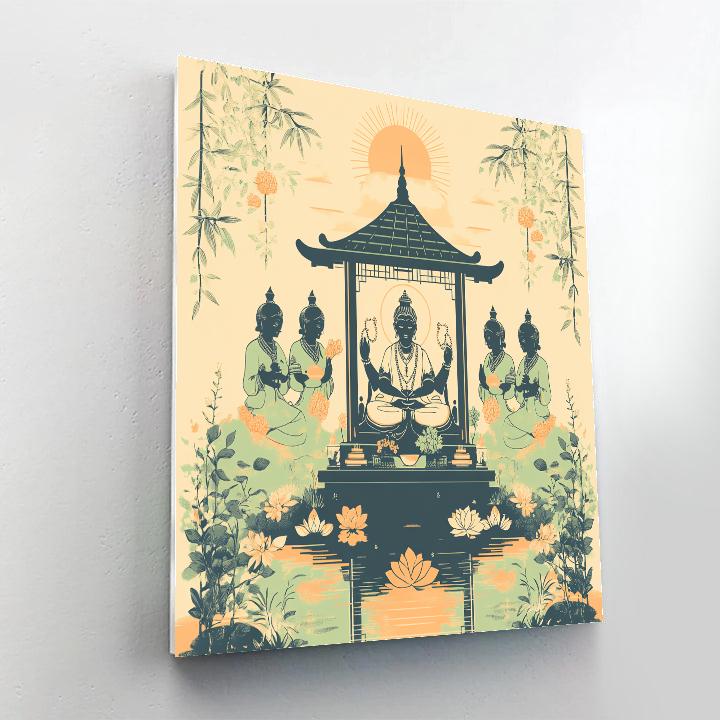 Brahma In The Dawn Garden Pavilion painting number kit