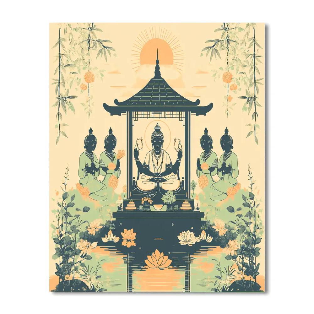 Brahma In The Dawn Garden Pavilion painting number kit