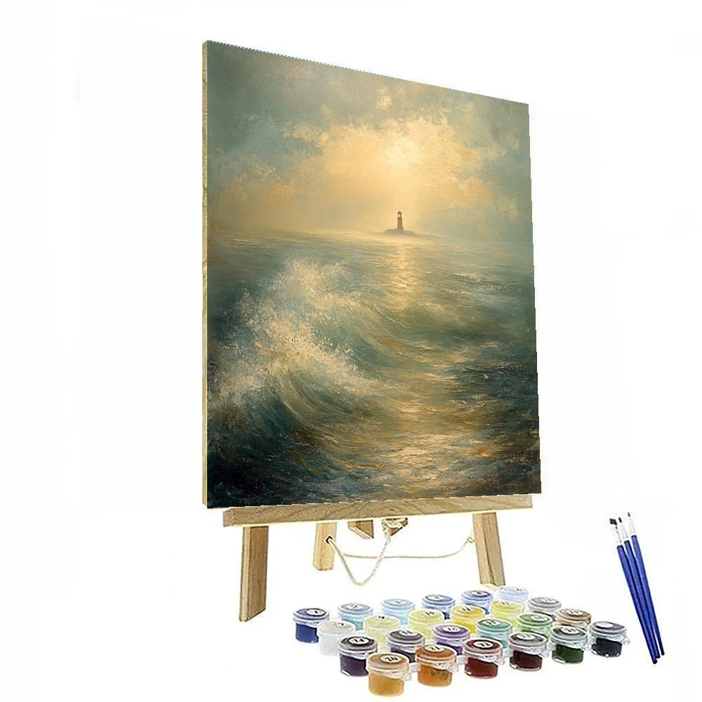 JMW Turner Inspired Stormy Sea With Distant Lighthouse Numbered painting kits