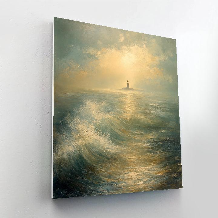 JMW Turner Inspired Stormy Sea With Distant Lighthouse Numbered painting kits