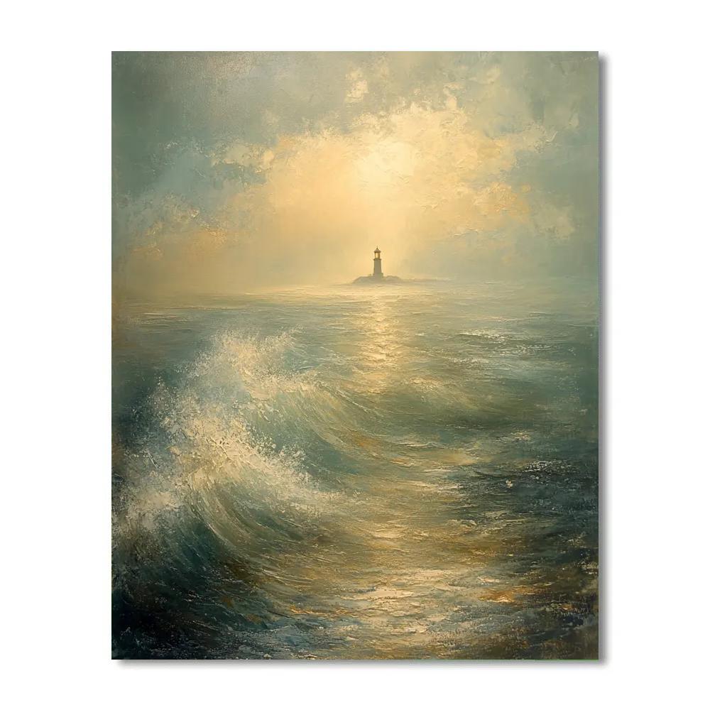 JMW Turner Inspired Stormy Sea With Distant Lighthouse Numbered painting kits