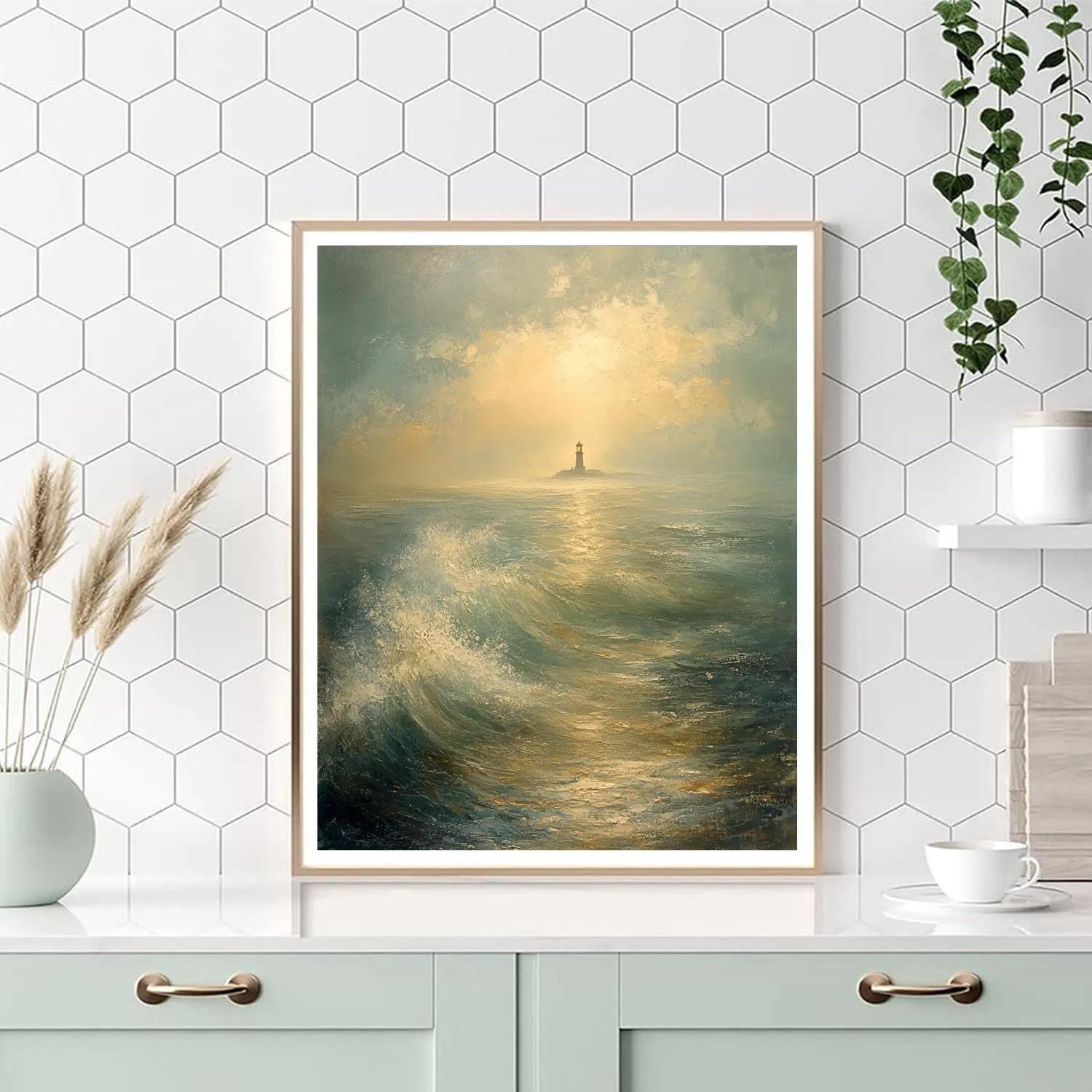 JMW Turner Inspired Stormy Sea With Distant Lighthouse Numbered painting kits