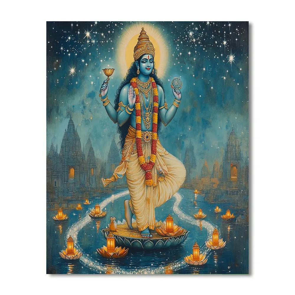 Vishnu Blessing The River Of Constellations Painting by numbers kit
