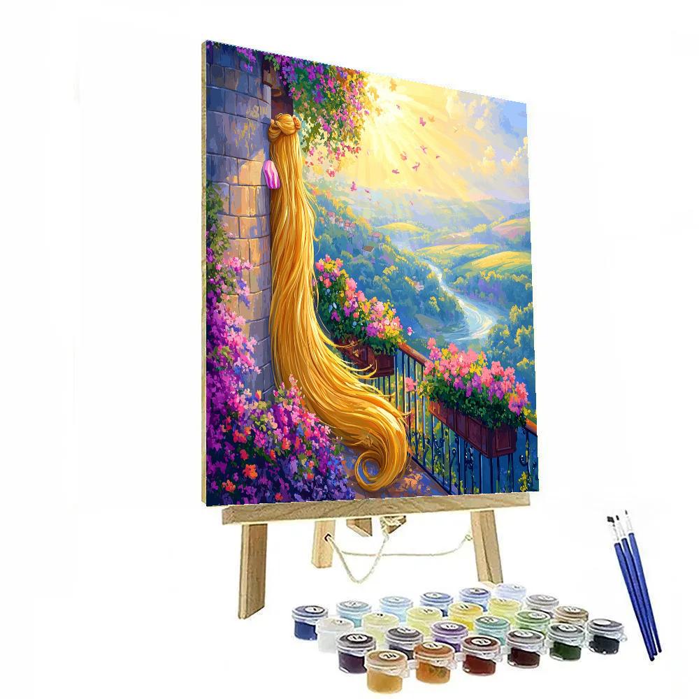 Rapunzel Sunbeam Tower Balcony Disney Inspired DIY paint by numbers