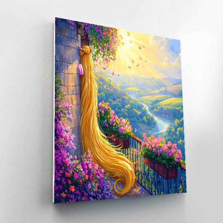 Rapunzel Sunbeam Tower Balcony Disney Inspired DIY paint by numbers