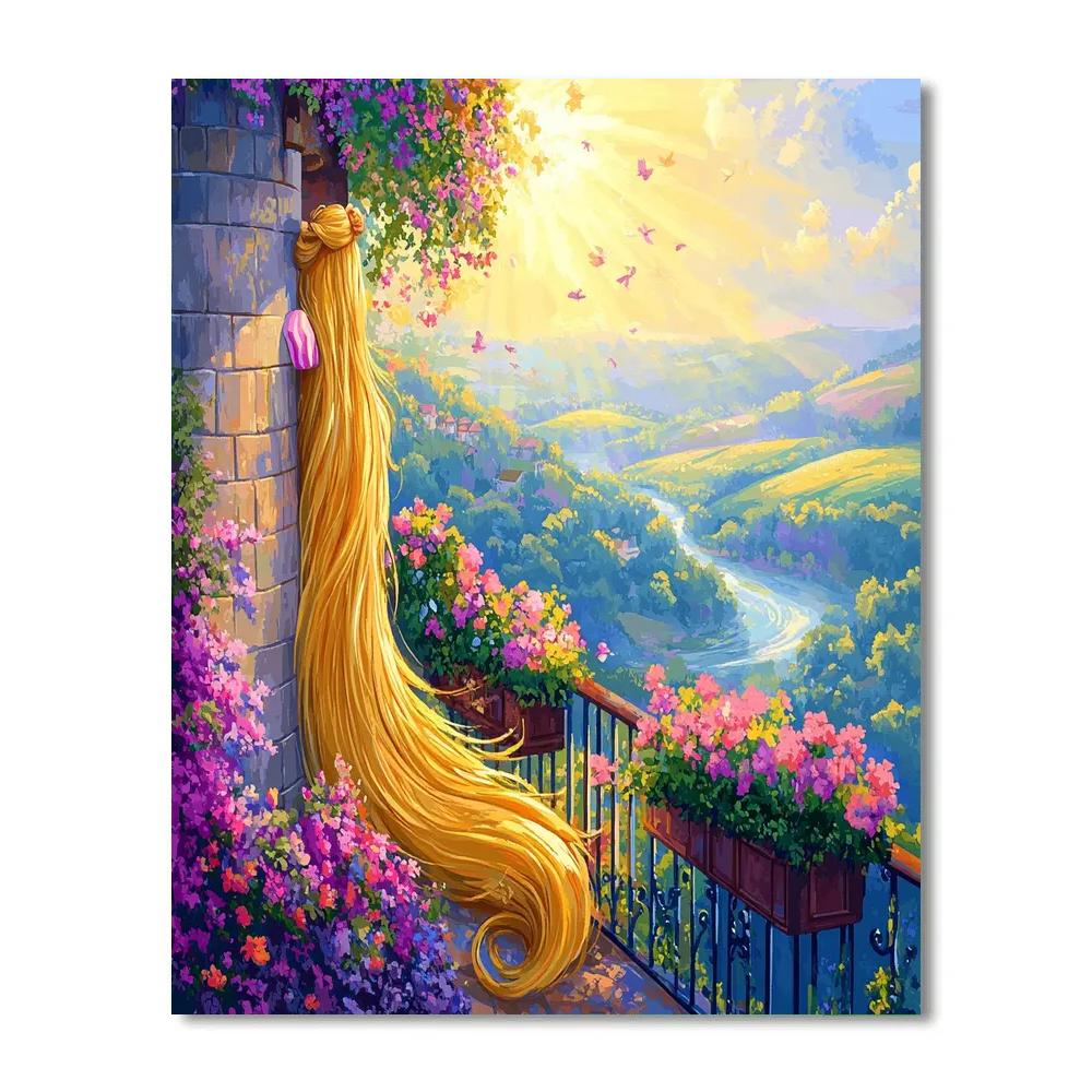 Rapunzel Sunbeam Tower Balcony Disney Inspired DIY paint by numbers