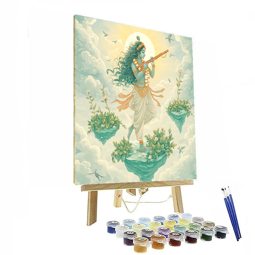 Krishna And The Floating Tulsi Isles Numbered painting kits