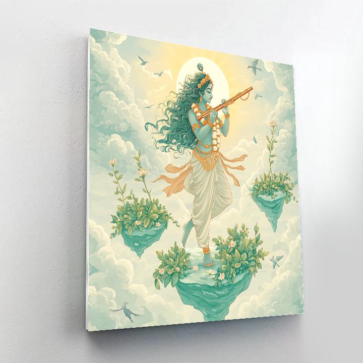 Krishna And The Floating Tulsi Isles Numbered painting kits