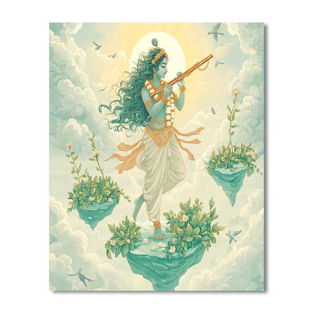 Krishna And The Floating Tulsi Isles Numbered painting kits