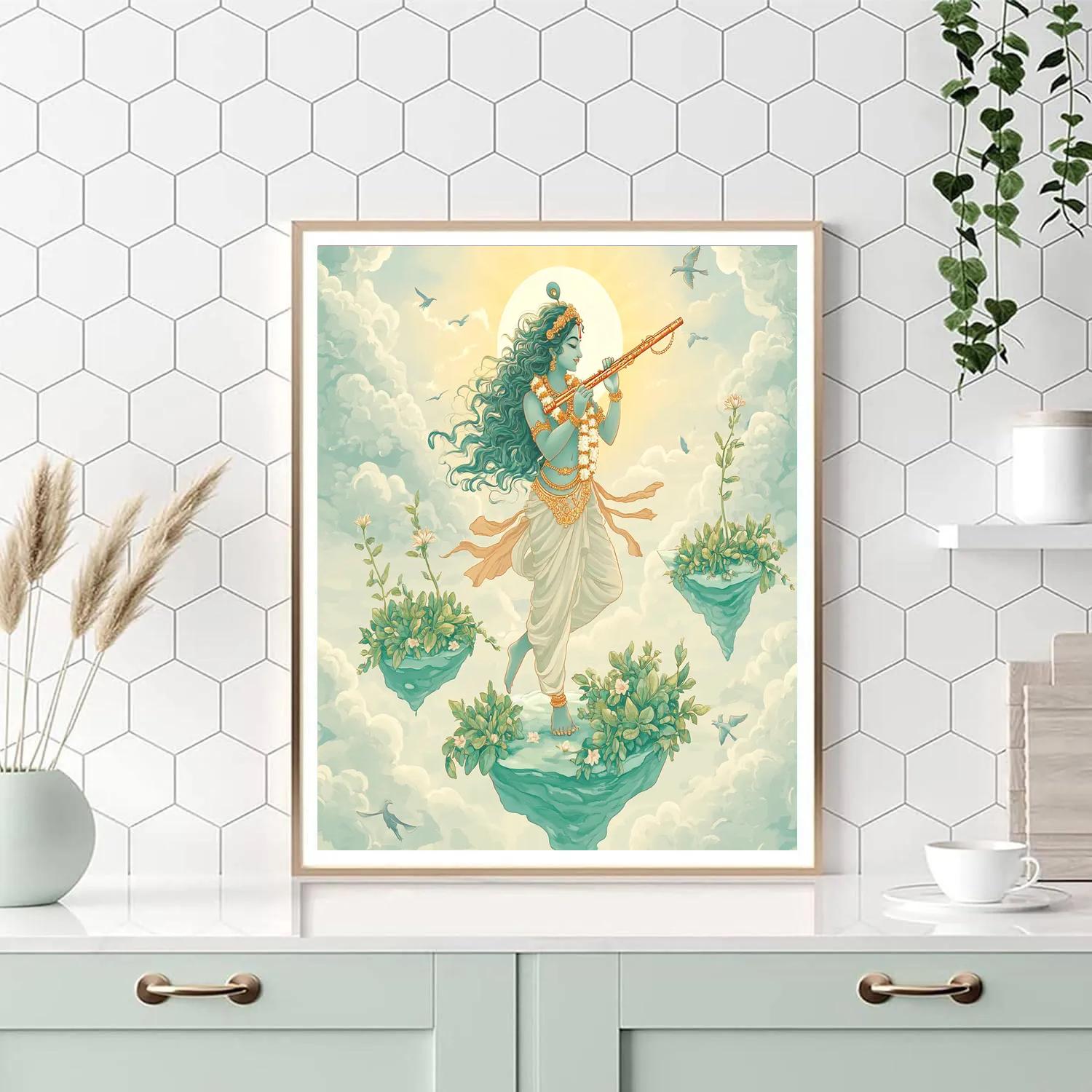 Krishna And The Floating Tulsi Isles Numbered painting kits
