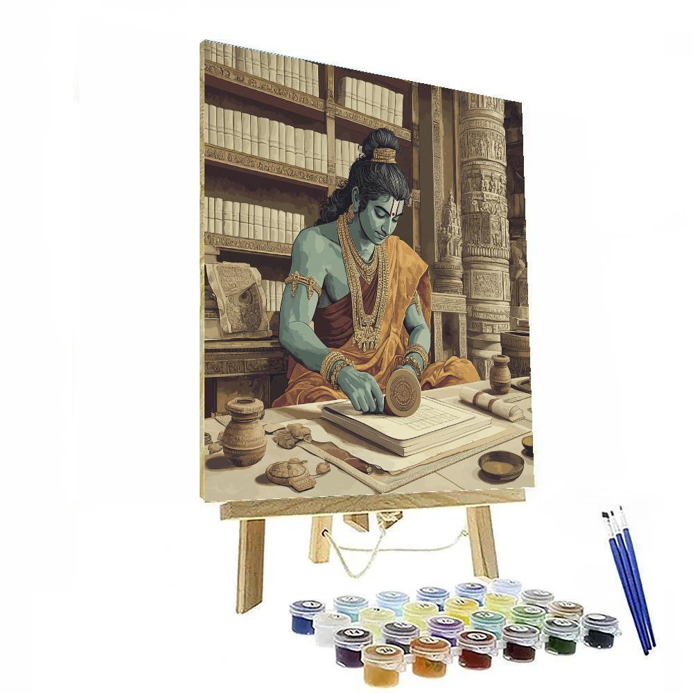 Brahma Manuscript Keeper In A Temple Workshop painting number kit