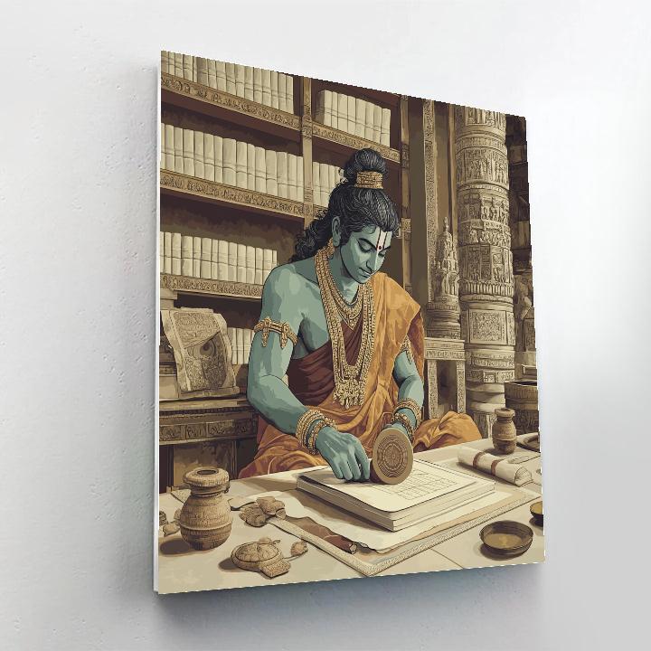 Brahma Manuscript Keeper In A Temple Workshop painting number kit
