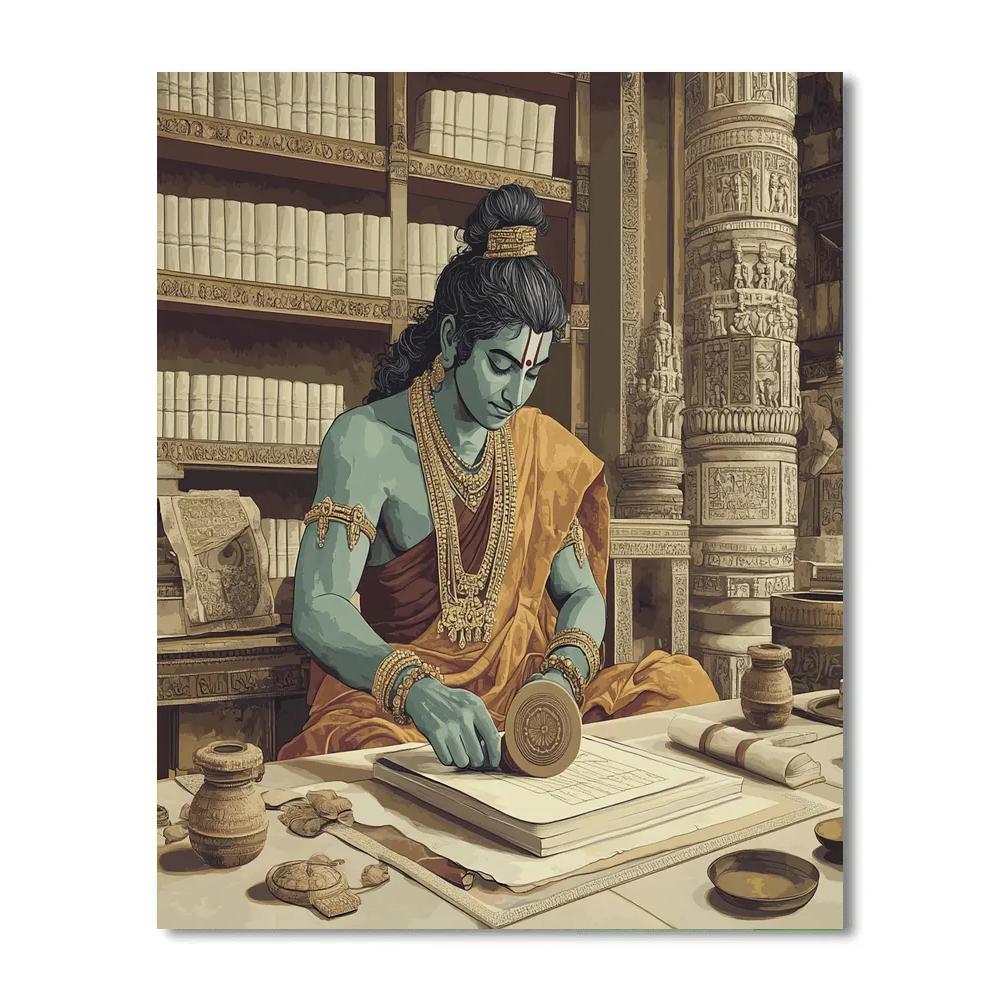 Brahma Manuscript Keeper In A Temple Workshop painting number kit