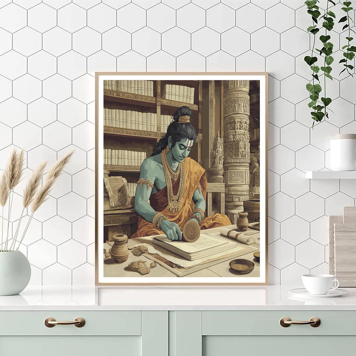 Brahma Manuscript Keeper In A Temple Workshop painting number kit