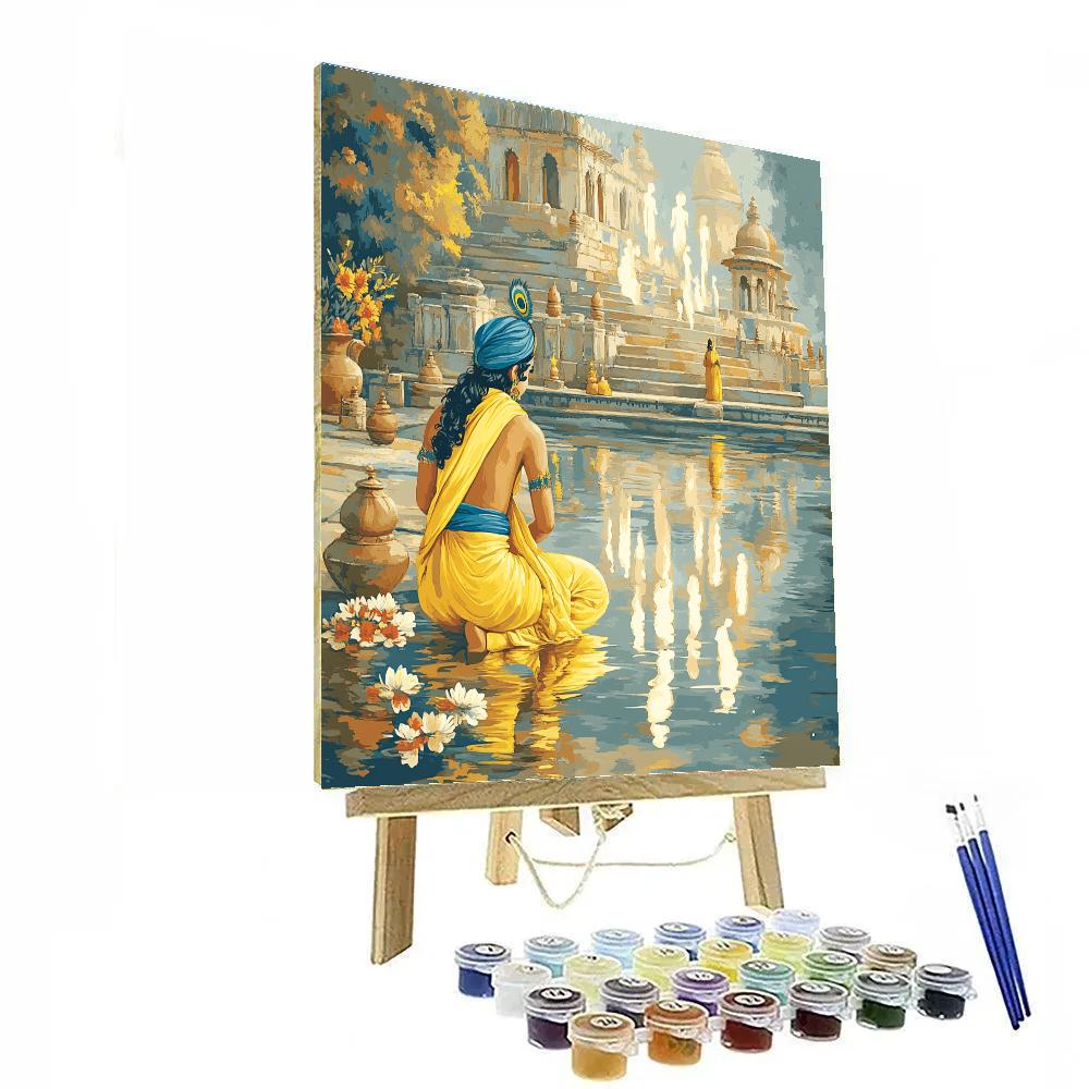 Krishna In The River Mirror Labyrinth paint by color