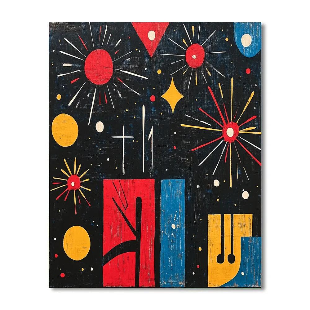 Joan Miró Inspired Festival Fireworks Patterns Paint by numbers kits