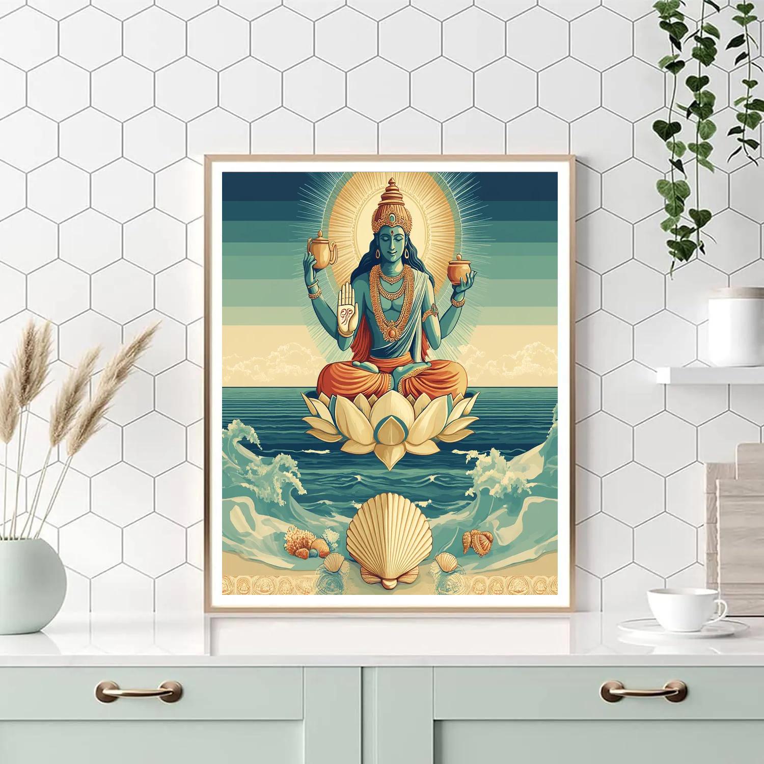 Ocean Horizon Prayer With Brahma Above The Waves paint by number