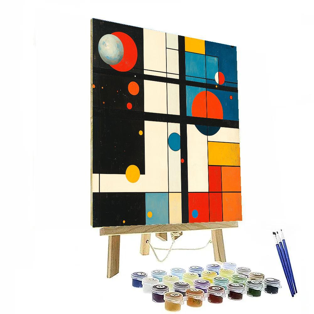 Piet Mondrian Inspired Solar System Geometry paint by number