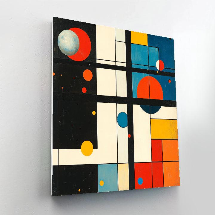 Piet Mondrian Inspired Solar System Geometry paint by number