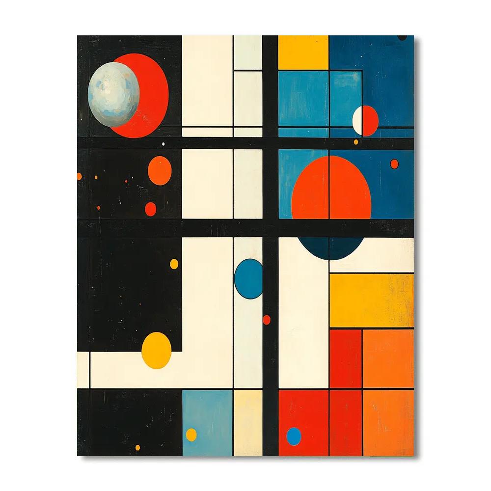 Piet Mondrian Inspired Solar System Geometry paint by number