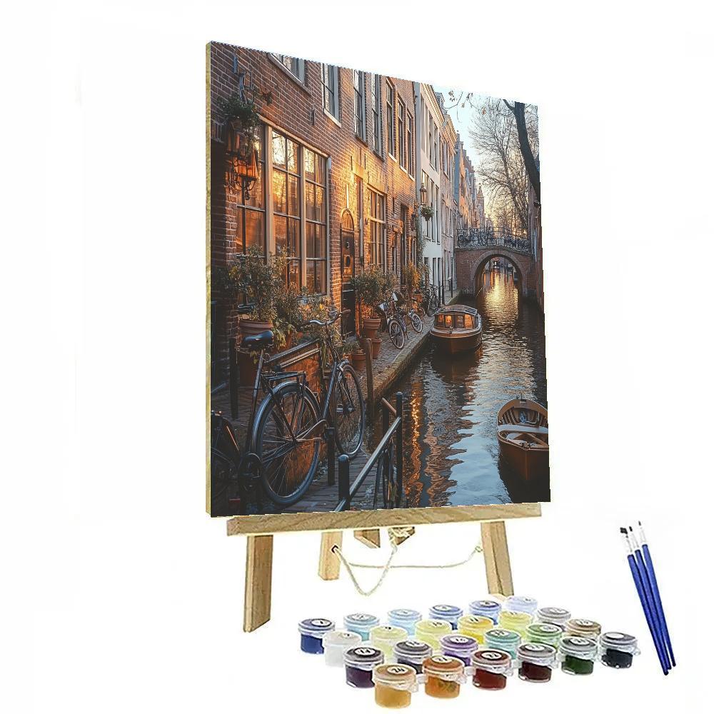Canalside Bicycle Scene At Jordaan Amsterdam Netherlands Number painting