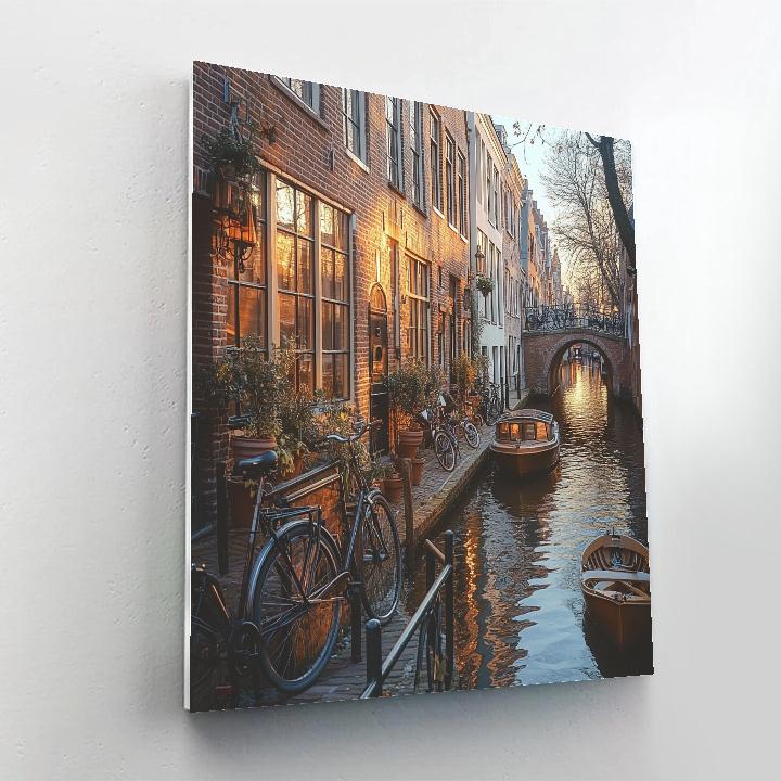 Canalside Bicycle Scene At Jordaan Amsterdam Netherlands Number painting