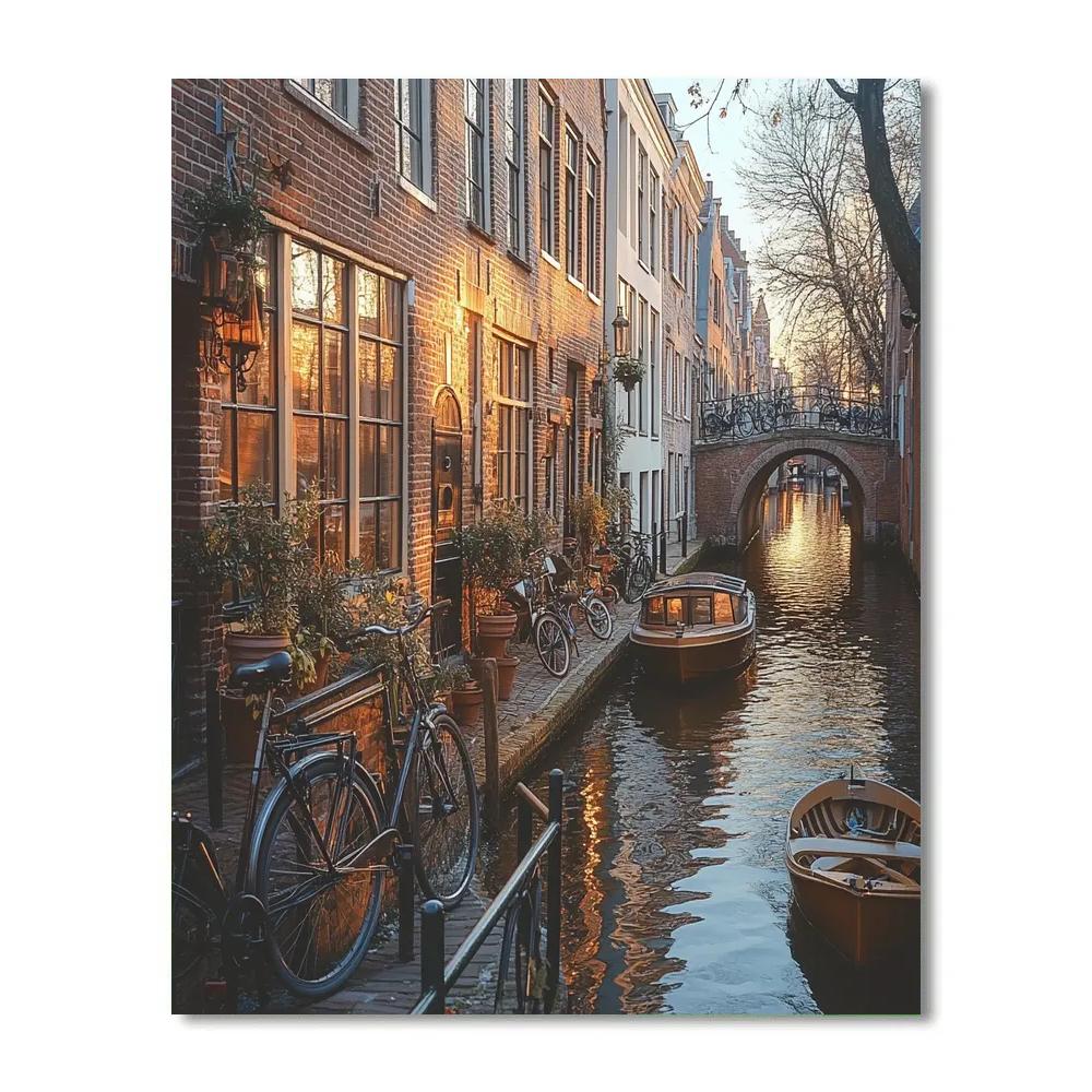 Canalside Bicycle Scene At Jordaan Amsterdam Netherlands Number painting