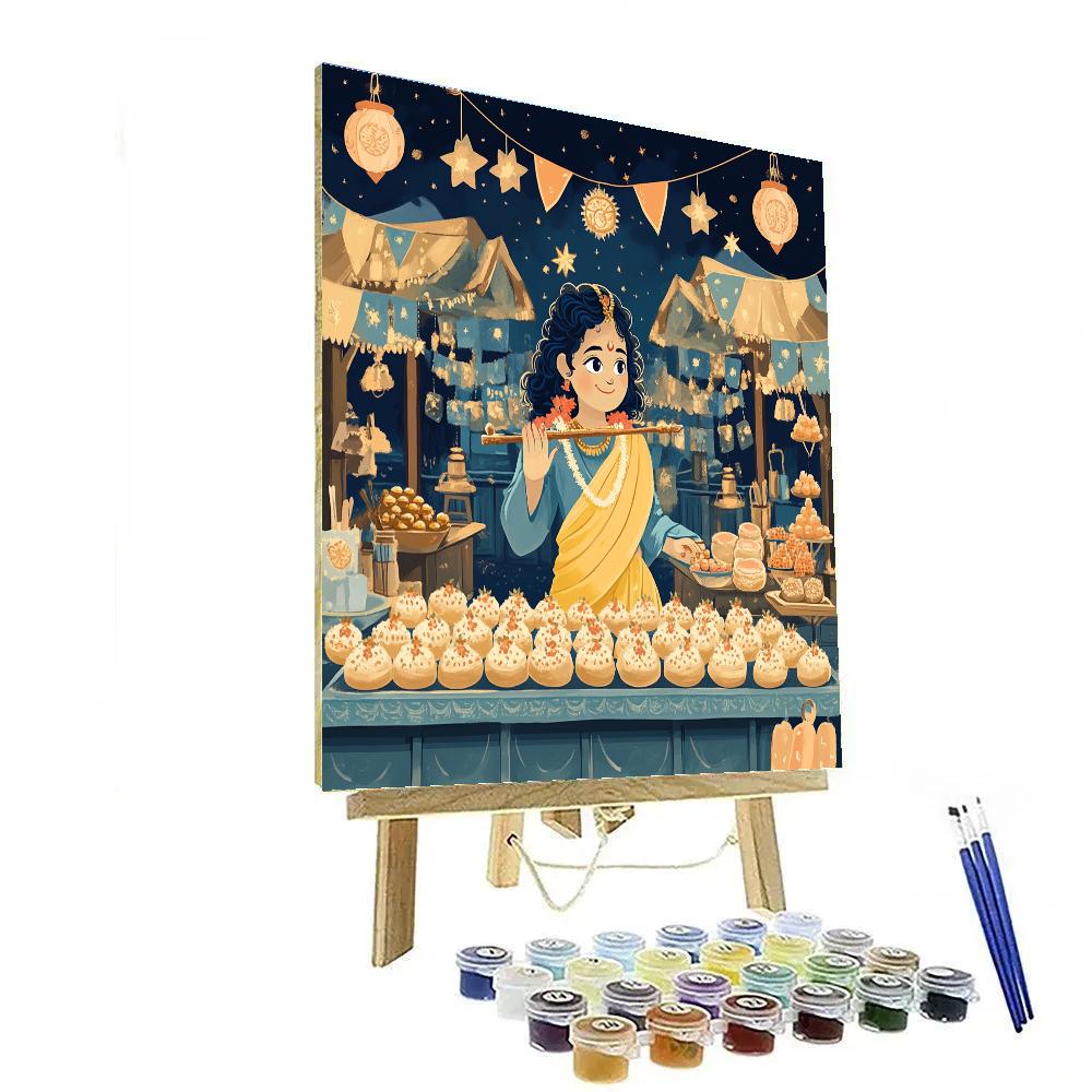 Krishna Serving Prasad At The Star Market painting number kit