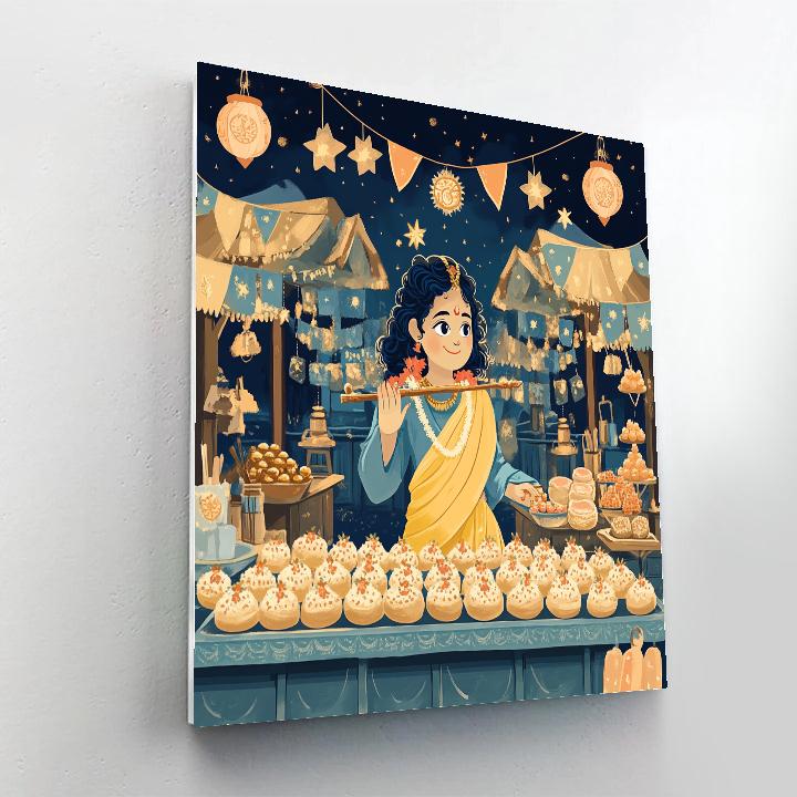 Krishna Serving Prasad At The Star Market painting number kit