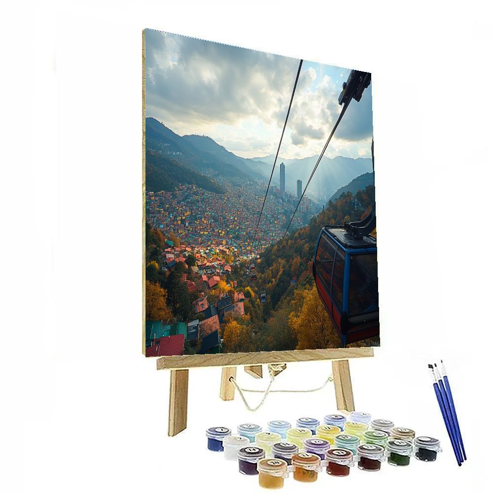Medellin Cable Car View Over Aburra Valley Medellin Colombia paint by color