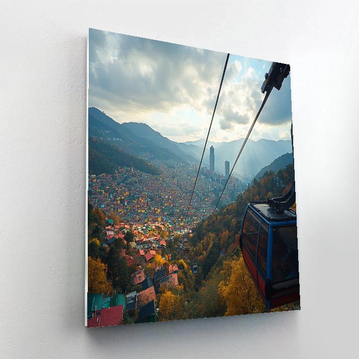 Medellin Cable Car View Over Aburra Valley Medellin Colombia paint by color