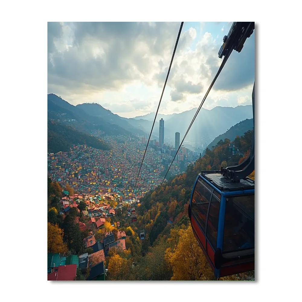 Medellin Cable Car View Over Aburra Valley Medellin Colombia paint by color