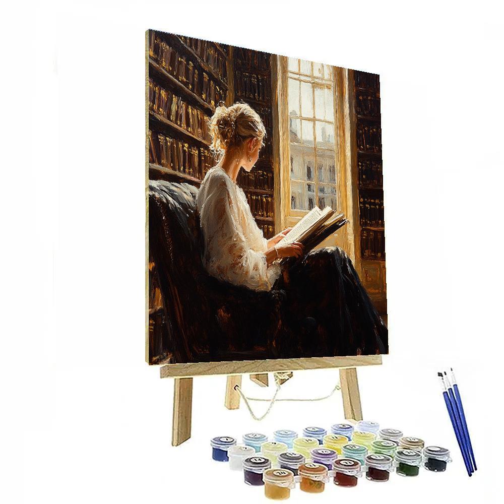 John Singer Sargent Inspired Elegant Library Reader Number painting