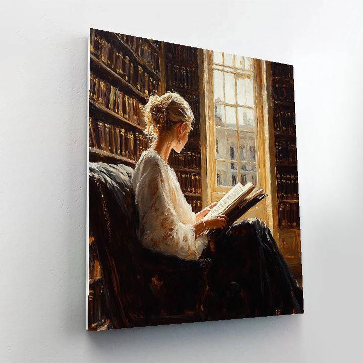 John Singer Sargent Inspired Elegant Library Reader Number painting