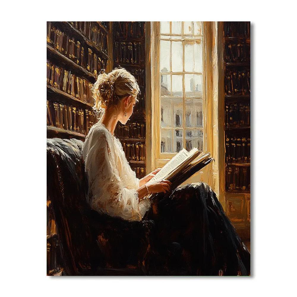 John Singer Sargent Inspired Elegant Library Reader Number painting