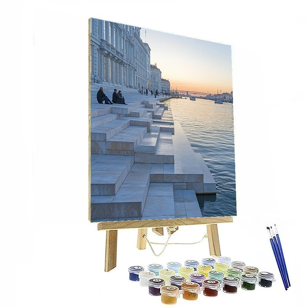 Skeppsbron Waterfront Steps At Sunset Stockholm Sweden paint by color