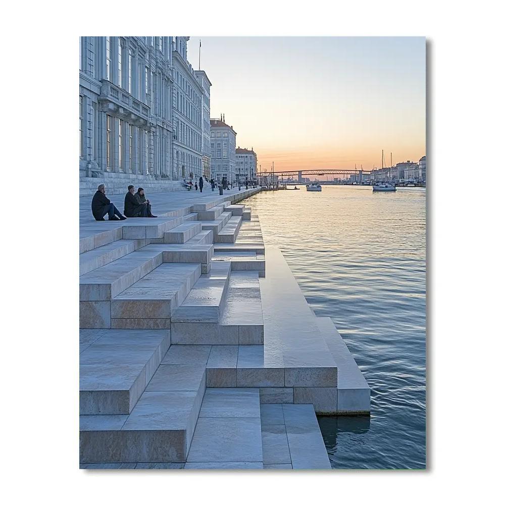 Skeppsbron Waterfront Steps At Sunset Stockholm Sweden paint by color
