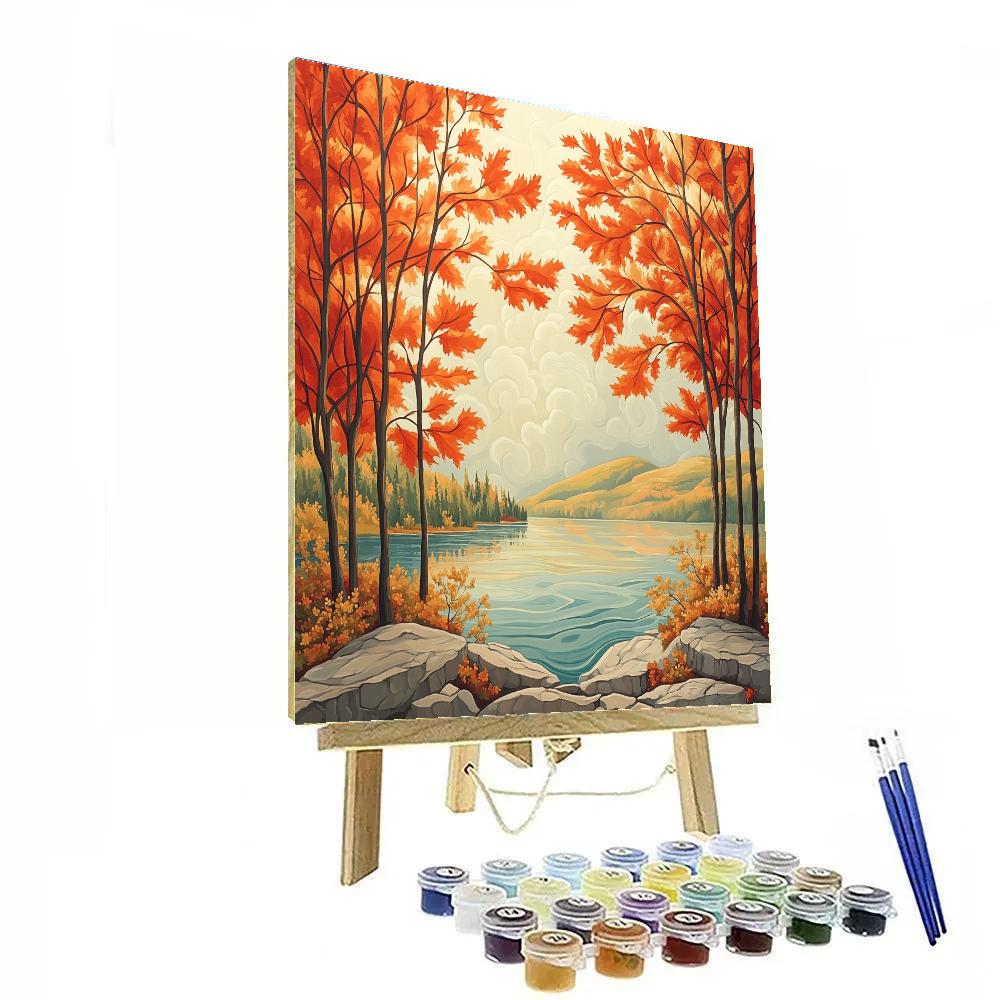 A.Y. Jackson Inspired Algoma Thaw Mist Over Red Maple Ridges Paint by numbers art