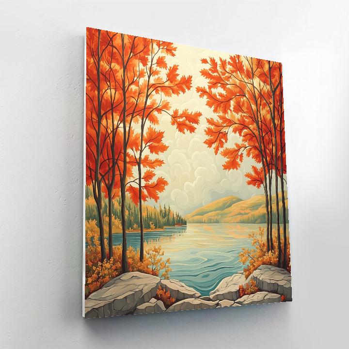 A.Y. Jackson Inspired Algoma Thaw Mist Over Red Maple Ridges Paint by numbers art