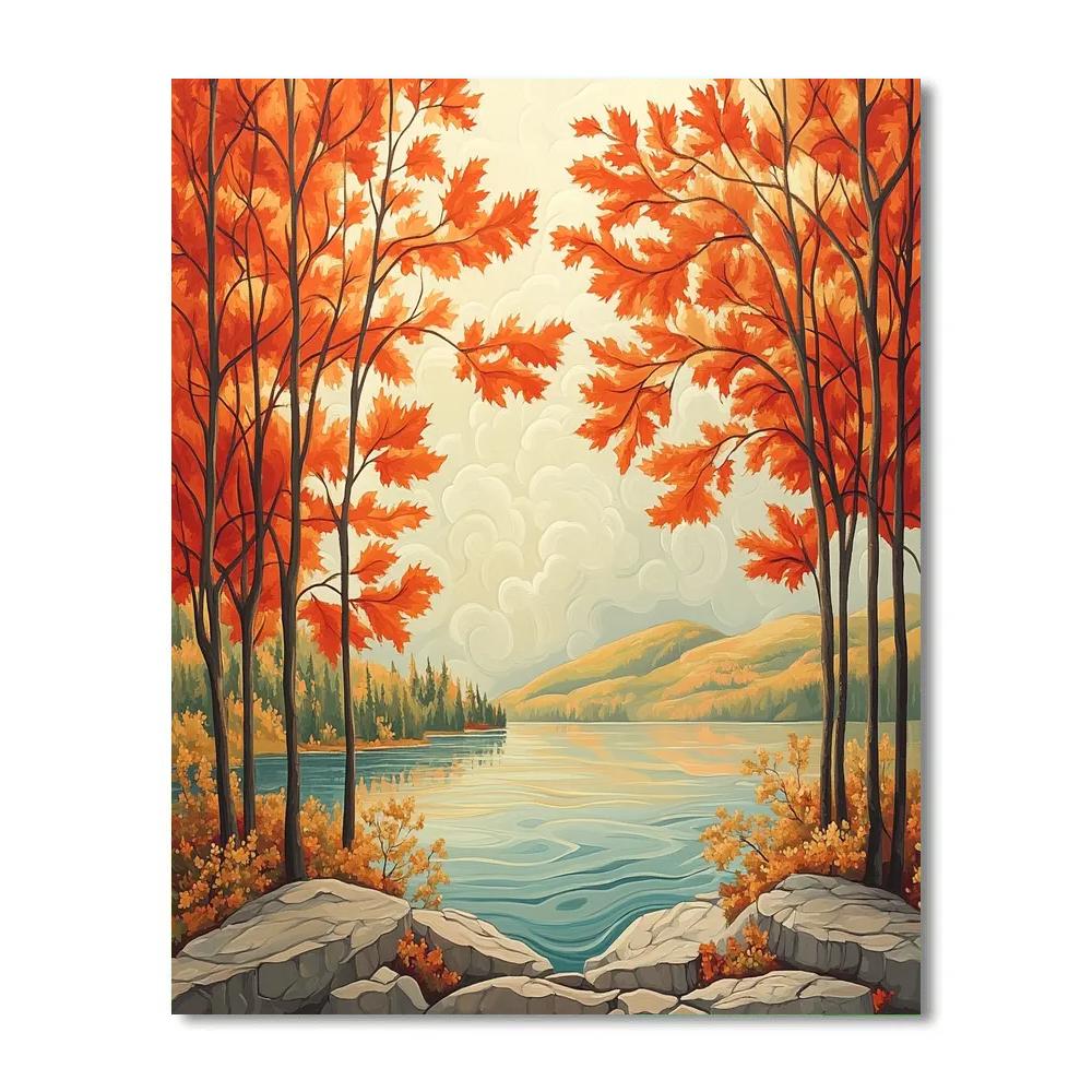 A.Y. Jackson Inspired Algoma Thaw Mist Over Red Maple Ridges Paint by numbers art