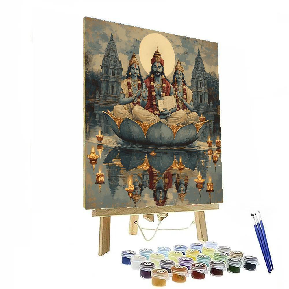 Brahma Lantern Boat On The Sacred Lake paint by numbers