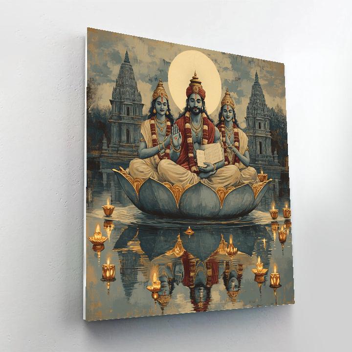 Brahma Lantern Boat On The Sacred Lake paint by numbers