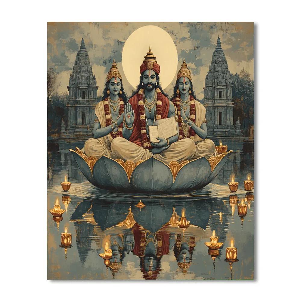 Brahma Lantern Boat On The Sacred Lake paint by numbers