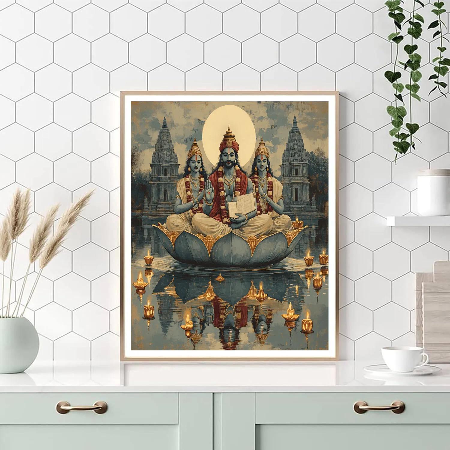 Brahma Lantern Boat On The Sacred Lake paint by numbers