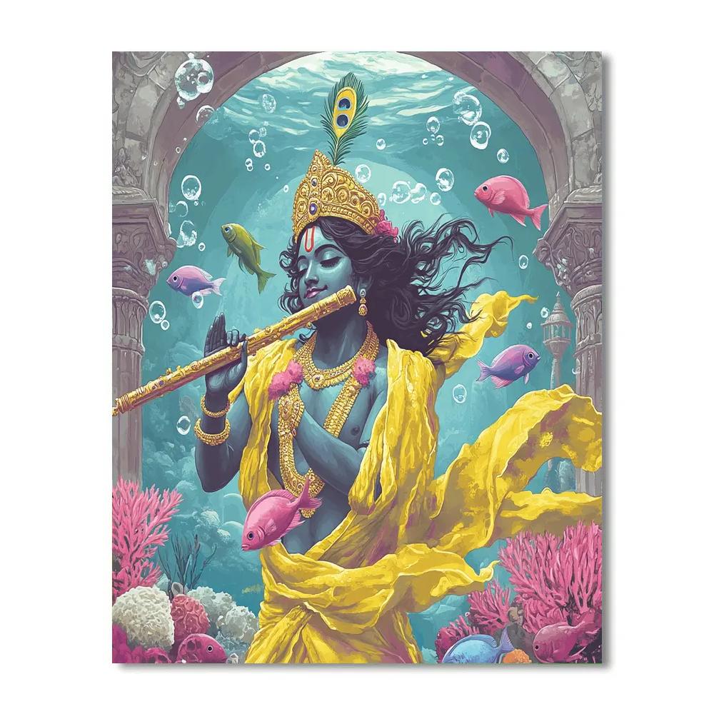Krishna In The Coral Reef Temple Numbered painting kits