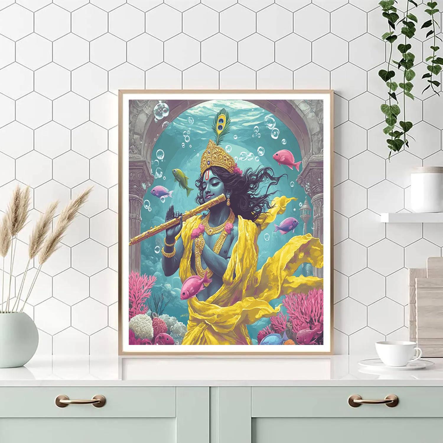 Krishna In The Coral Reef Temple Numbered painting kits