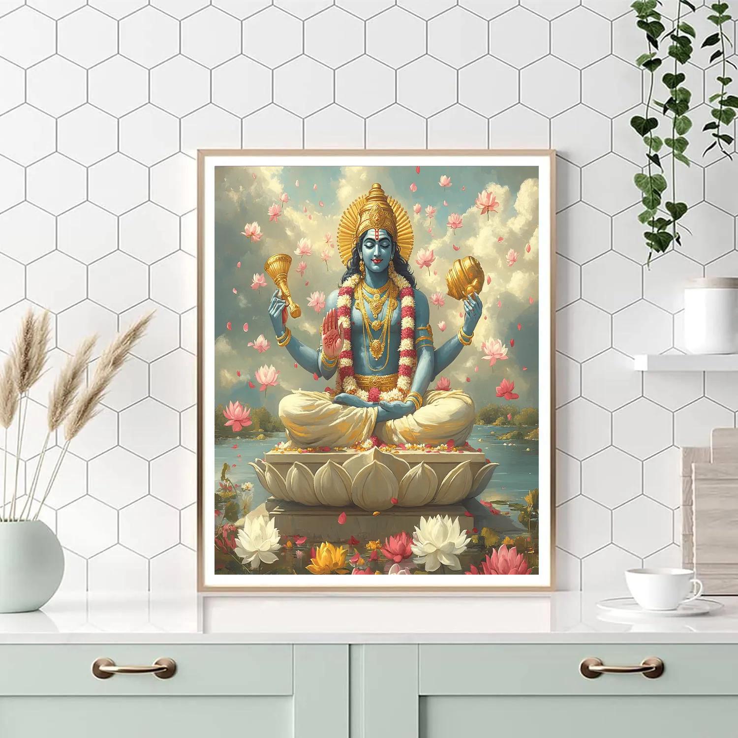 Vishnu And The Rain Of Sacred Lotuses paint by numbers