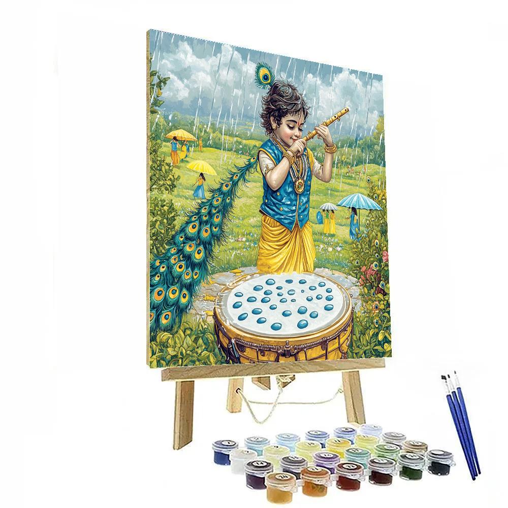 Krishna And The Rain Drum Monsoon Paint by numbers art