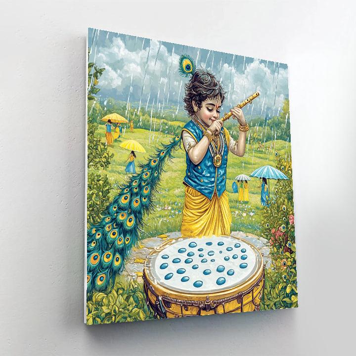 Krishna And The Rain Drum Monsoon Paint by numbers art